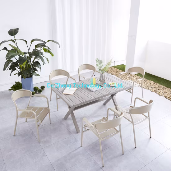 심플한 디자인 스타일의 플라스틱과 목재로 제작된 고품질 야외용 직사각형 긴 식탁