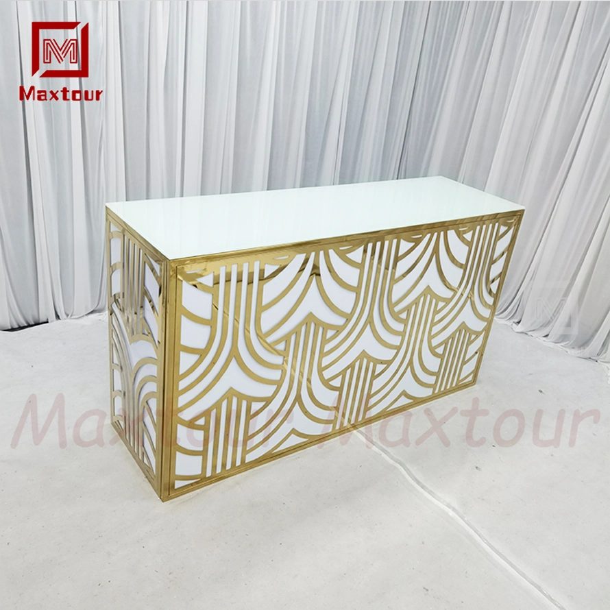 Plastic PVC Stainless Steel Pattern Unique Design Bar Counter Table Receiption Table for Hotel Hall