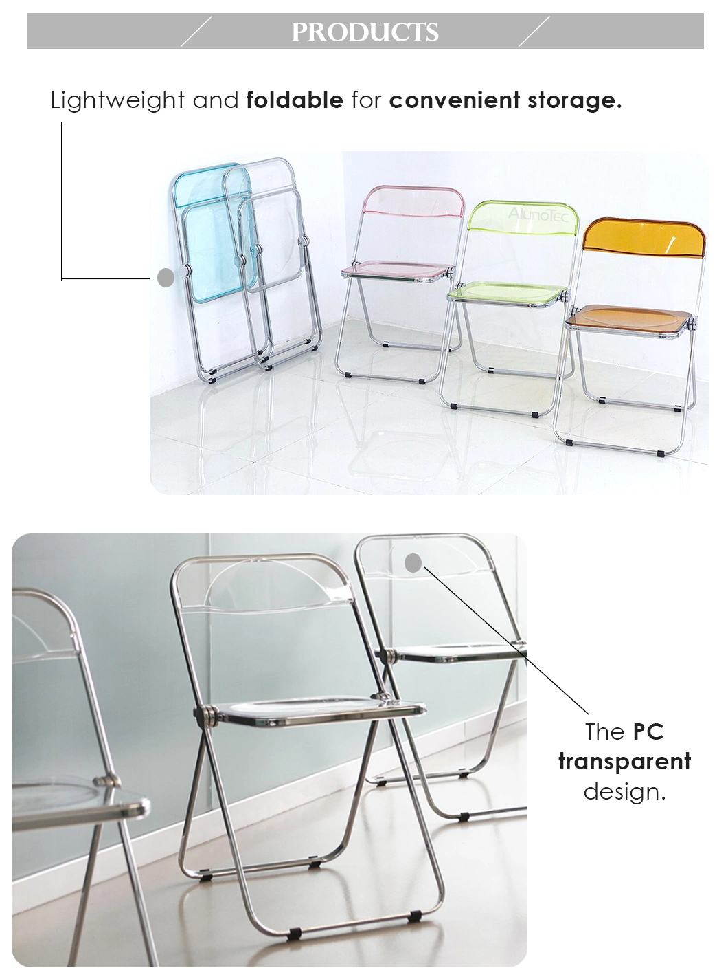 Home Style Metal Plastic Folding Chair for Dining/Bar/Office/Party